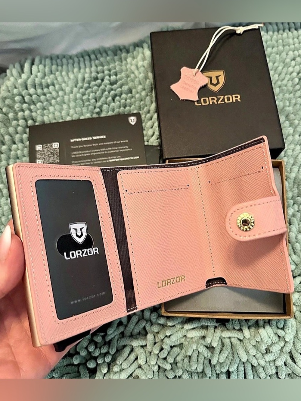 RFID Blocking Wallet Top Grain Pink Saffiano Leather